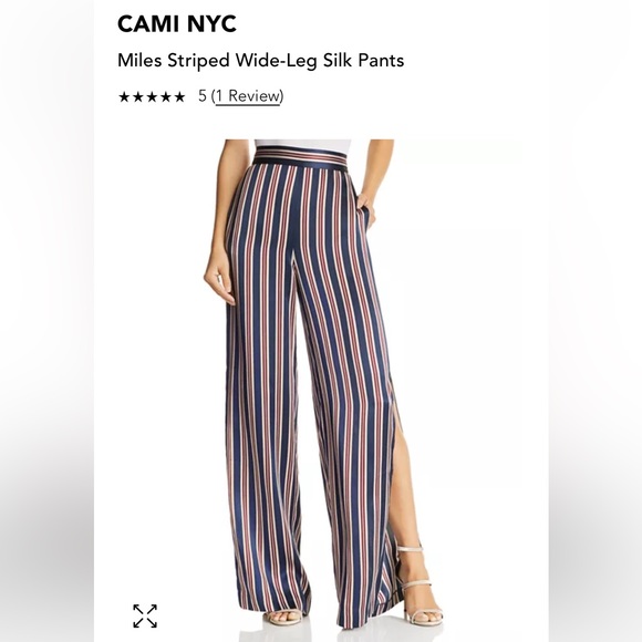 Cami NYC Miles Striped Wide-Leg Silk Pants (XS) - Picture 1 of 9